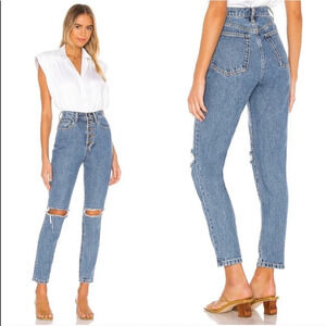 WeWoreWhat High Rise Vintage Rigid Straight Denim Jeans The Danielle Button Fly